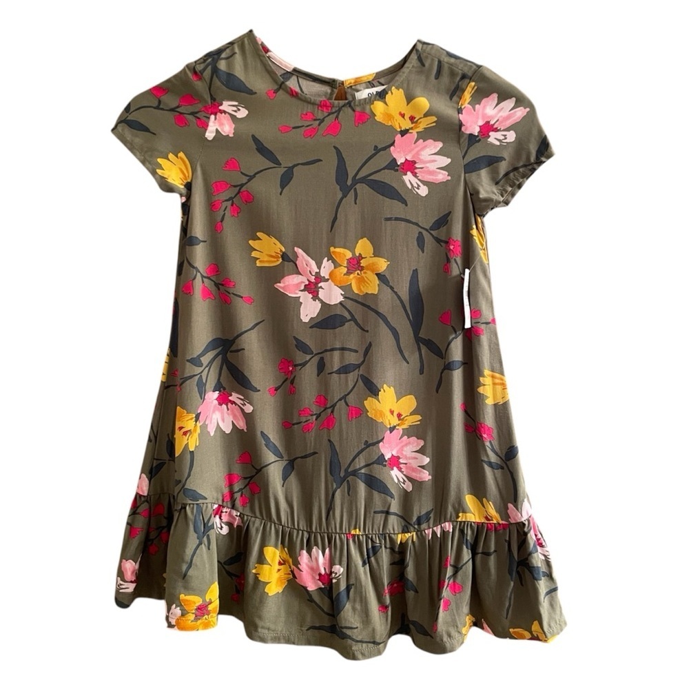 Old Navy Girls Size 4T Peplum “Olive Through This” Floral Cap Sleeve Dress NWT